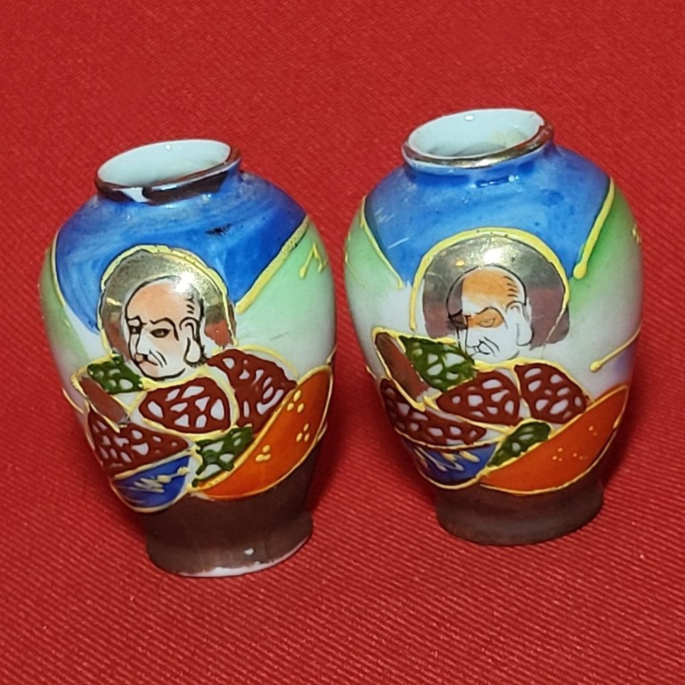 Miniature Porcelain Vase Hand Painted Made in Occupied Japan Satsuma Moriage